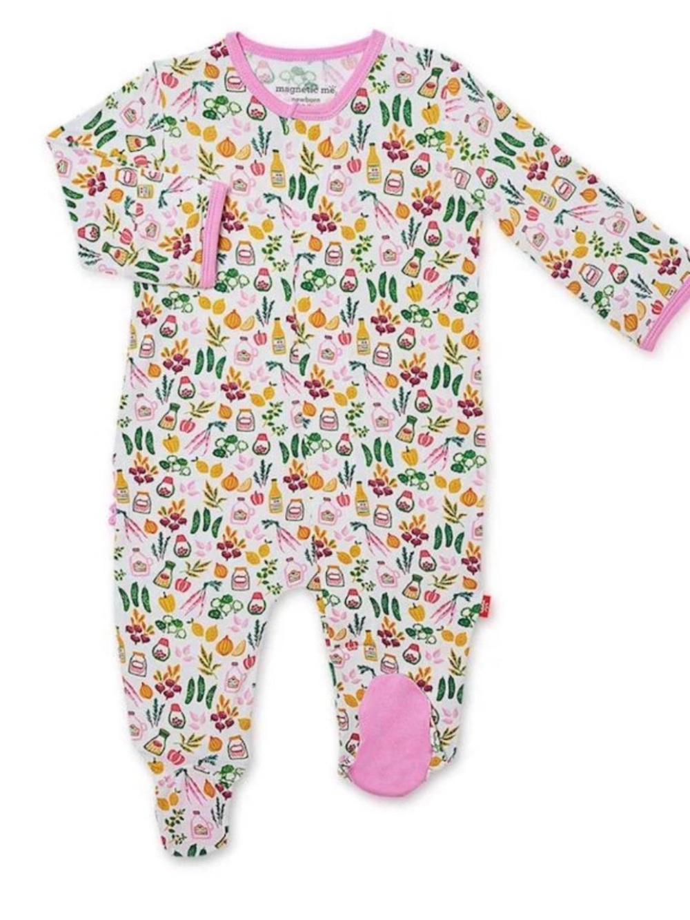 Magnetic Me Pickle My Fancy Modal Footie with Pink Trim